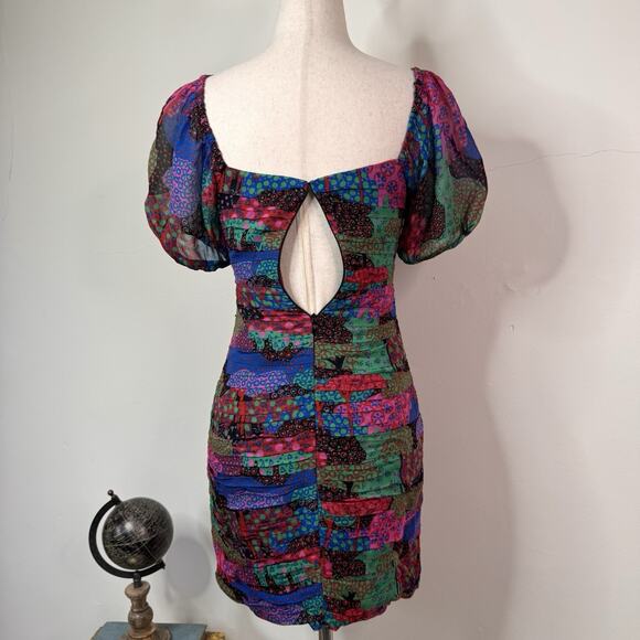Rhode Clara Enchanted Woods Mini Dress Size 0 NWT Boho Festival Vacation Ruched - Picture 7 of 12